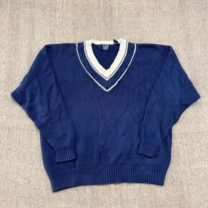 Vintage Gap Sweater Mens XL‎ Blue 1990s V Neck Cotton